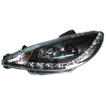 AutoStyle Set de Phares avec aspect Diurnes sur mesure pour Peugeot 206 1998- incl. GTi - Noir