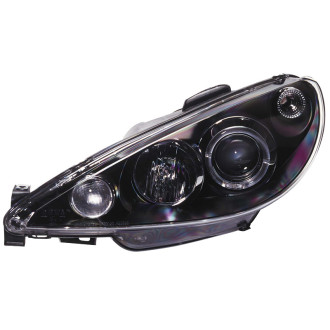 AutoStyle Set de Phares sur mesure pour Peugeot 206 1998-2002 excl. GTi - Noir - incl. anneaux Angel-Eyes