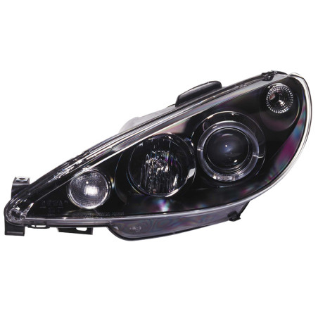 AutoStyle Set de Phares sur mesure pour Peugeot 206 1998-2002 excl. GTi - Noir - incl. anneaux Angel-Eyes