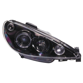 AutoStyle Set de Phares sur mesure pour Peugeot 206 2002- incl GTi 1999- - Noir - incl. anneaux Angel-Eyes