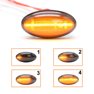 AutoStyle Set de Clignotants Latéraux LED sur mesure pour Peugeot modèles divers - Fumée - incl. Feux Dynamiques