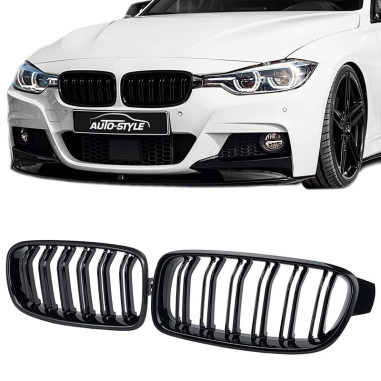 AutoStyle Grilles Noir Luisant sur mesure pour BMW Série 3 F30/F31 2012-2016 'M-Style'