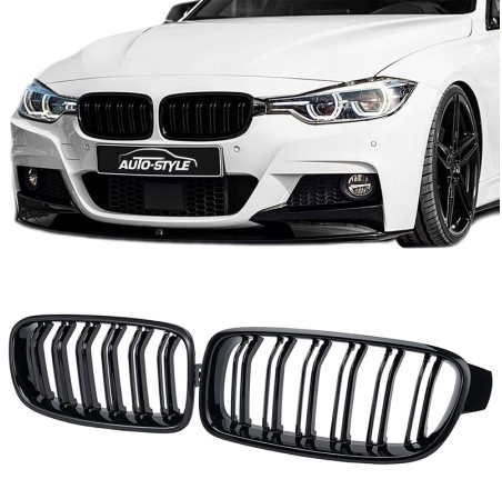 AutoStyle Grilles Noir Luisant sur mesure pour BMW Série 3 F30/F31 2012-2016 'M-Style'