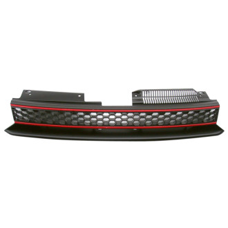 AutoStyle Grille sans logo sur mesure pour Volkswagen Golf VI GTi 2008-2012 - Noir/Rouge