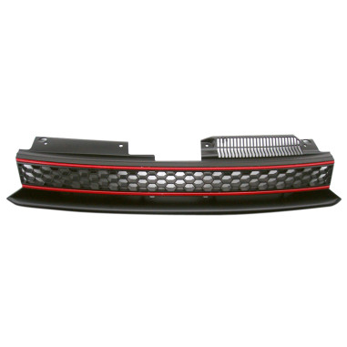 AutoStyle Grille sans logo sur mesure pour Volkswagen Golf VI GTi 2008-2012 - Noir/Rouge