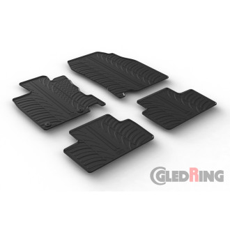 Gledring Set tapis de caoutchouc sur mesure pour Renault Kadjar 6/2015- (T profil 4-pièces + clips de montage)