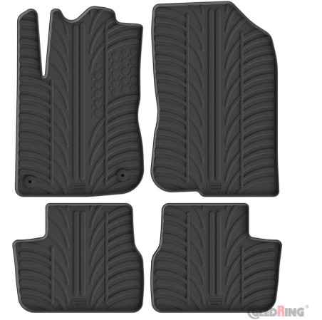 Gledring Set tapis de caoutchouc sur mesure pour Peugeot 208 2012-2019 (T profil 4-pièces + clips de montage)