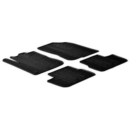 Gledring Set tapis de caoutchouc sur mesure pour Peugeot 208 2012-2019 (T profil 4-pièces + clips de montage)