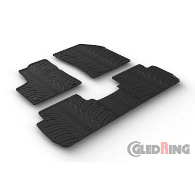 Gledring Set tapis de caoutchouc sur mesure pour Peugeot 5008 2017-2024 (T profil 5-pièces + clips de montage)