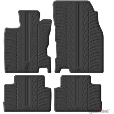 Gledring Set tapis de caoutchouc sur mesure pour Nissan Qashqai 2014-2020 (T profil 4-pièces + clips de montage)