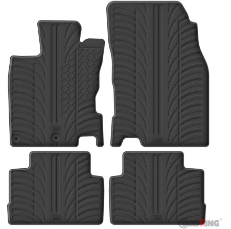 Gledring Set tapis de caoutchouc sur mesure pour Nissan Qashqai 2014-2020 (T profil 4-pièces + clips de montage)