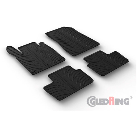 Gledring Set tapis de caoutchouc sur mesure pour Nissan Juke II 2019- (T profil 4-pièces + clips de montage)