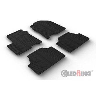Gledring Set tapis de caoutchouc sur mesure pour Hyundai Kona EV 4/2018- (T profil 4-pièces + clips de montage)
