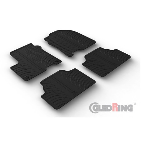 Gledring Set tapis de caoutchouc sur mesure pour Hyundai Kona EV 4/2018- (T profil 4-pièces + clips de montage)