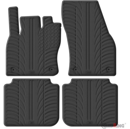 Gledring Set tapis de caoutchouc sur mesure pour Skoda Kodiaq 2017-2024 (T profil 4-pièces + clips de montage)