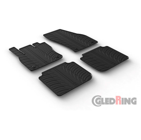 Gledring Set tapis de caoutchouc sur mesure pour Skoda Kodiaq 2017-2024 (T profil 4-pièces + clips de montage)