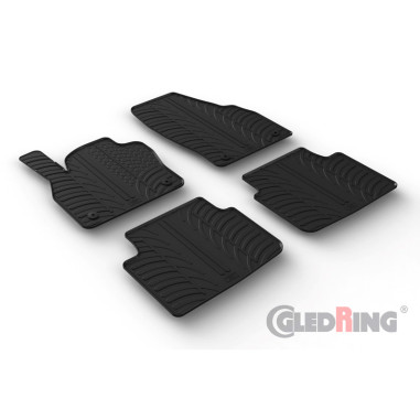Gledring Set tapis de caoutchouc sur mesure pour Skoda Kamiq 9/2019- (T profil 4-pièces + clips de montage)