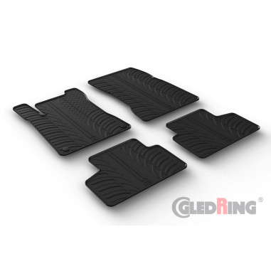 Gledring Set tapis de caoutchouc sur mesure pour Mercedes GLB (X247) 11/2019- (T profil 4-pièces + clips de montage