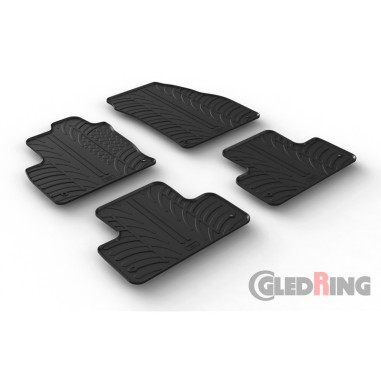 Gledring Set tapis de caoutchouc sur mesure pour Range Rover Evoque 2011-2019 (T profil 4-pièces + clips de montage)
