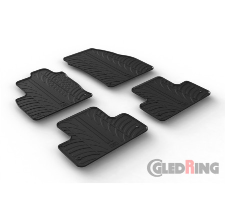 Gledring Set tapis de caoutchouc sur mesure pour Range Rover Evoque 2011-2019 (T profil 4-pièces + clips de montage)