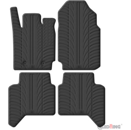 Gledring Set tapis de caoutchouc sur mesure pour Ford Ranger (TKE) Double Cab 2013-2022 (Boîte automatique) & Raptor 2019-2022 (