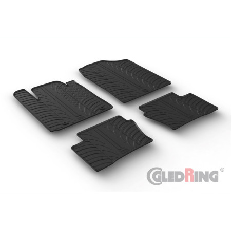 Gledring Set tapis de caoutchouc sur mesure pour Kia Picanto 2017- (T profil 4-pièces + clips de montage)
