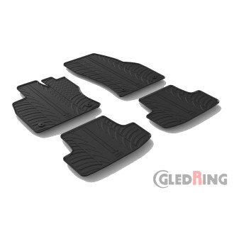 Gledring Set tapis de caoutchouc sur mesure pour Volkswagen T-Roc 2017-2025 (T profil 4-pièces + clips de montage)