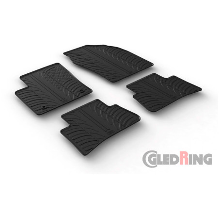 Gledring Set tapis de caoutchouc sur mesure pour Toyota C-HR 2016-2023 (T profil 4-pièces + clips de montage)