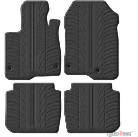 Gledring Set tapis de caoutchouc sur mesure pour Honda CR-V VI (RS_) Hybrid 2023- (T profil 4-pièces + clips de montage)