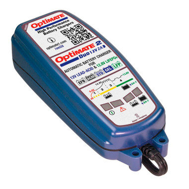 OptiMate 2 DUO - Chargeur-Mainteneur de batterie 12V/12,8V 2A en 5 étapes