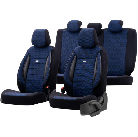 otoM Housse de sièges universel en textile 'SelectedFit Sports' Noir/Bleu - 11-pièces - adapté aux Side-Airbags