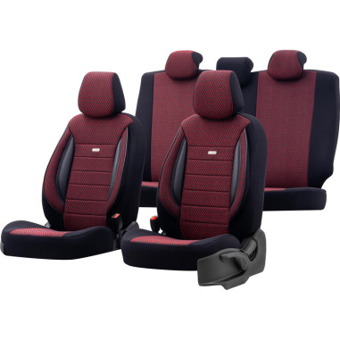 otoM Housse de sièges universel en textile 'SelectedFit Sports' Noir/Rouge - 11-pièces - adapté aux Side-Airbags