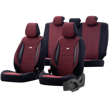 otoM Housse de sièges universel en textile 'SelectedFit Sports' Noir/Rouge - 11-pièces - adapté aux Side-Airbags