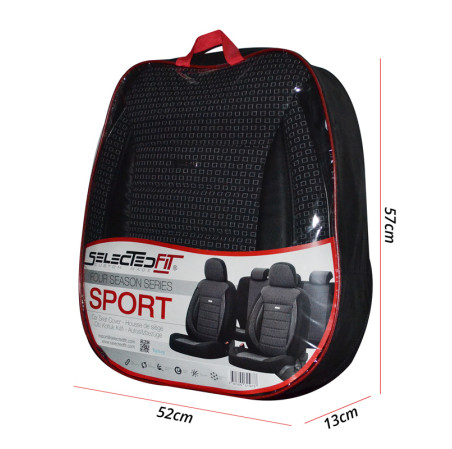 otoM Housse de sièges universel en textile 'SelectedFit Sports' Noir/Rouge - 11-pièces - adapté aux Side-Airbags
