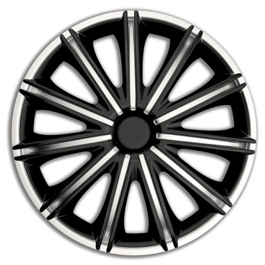 AutoStyle Jeu de 4 enjoliveurs Nero 18-inch argent/noir