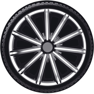 AutoStyle Jeu de 4 enjoliveurs Nero 18-inch argent/noir 2