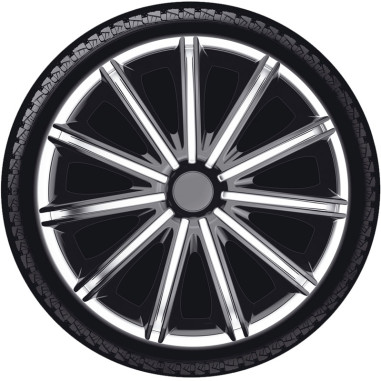AutoStyle Jeu de 4 enjoliveurs Nero 18-inch argent/noir