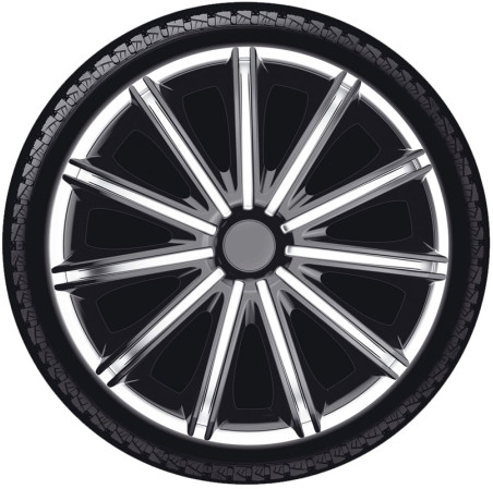 AutoStyle Jeu de 4 enjoliveurs Nero 18-inch argent/noir