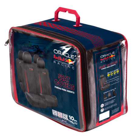 Red Bull Oracle Jeu de housses de siège universel MV1 - Set de 10 pièces - Noir/Rouge - adapté aux Side-Airbags