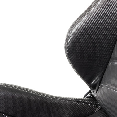 AutoStyle Siège baquet 'Type Z' - Noir Look-Carboné - Dossier réglable - incl. glissières