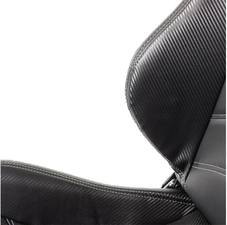 AutoStyle Siège baquet 'Type Z' - Noir Look-Carboné - Dossier réglable - incl. glissières