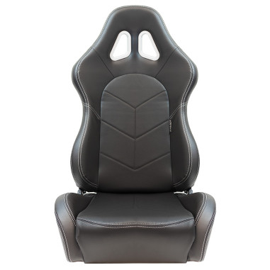AutoStyle Siège baquet 'TN' - Simili Cuir Noir + Surpiqûres argent - Dossier réglable - incl. glissières