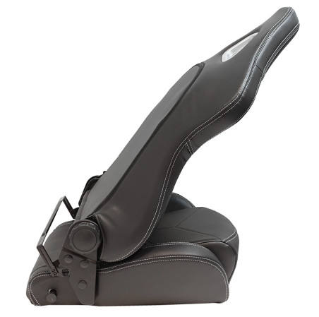 AutoStyle Siège baquet 'TN' - Simili Cuir Noir + Surpiqûres argent - Dossier réglable - incl. glissières