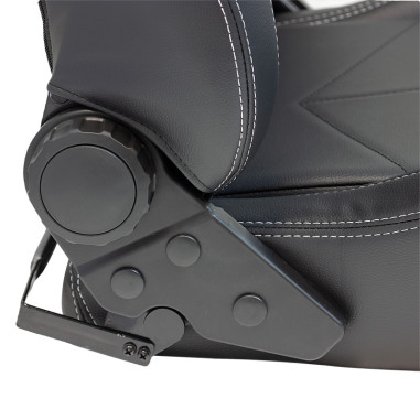 AutoStyle Siège baquet 'TN' - Simili Cuir Noir + Surpiqûres argent - Dossier réglable - incl. glissières