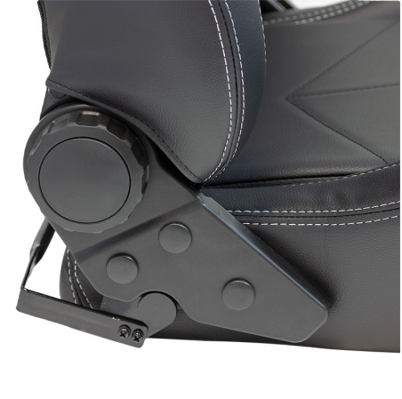 AutoStyle Siège baquet 'TN' - Simili Cuir Noir + Surpiqûres argent - Dossier réglable - incl. glissières