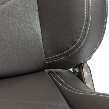 AutoStyle Siège baquet 'TN' - Simili Cuir Noir + Surpiqûres argent - Dossier réglable - incl. glissières