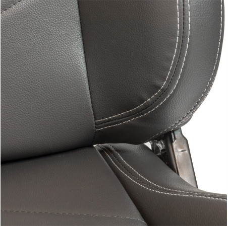 AutoStyle Siège baquet 'TN' - Simili Cuir Noir + Surpiqûres argent - Dossier réglable - incl. glissières