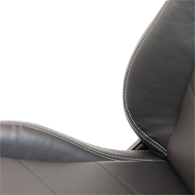 AutoStyle Siège baquet 'TN' - Simili Cuir Noir + Surpiqûres argent - Dossier réglable - incl. glissières