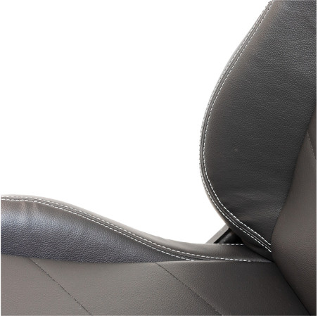 AutoStyle Siège baquet 'TN' - Simili Cuir Noir + Surpiqûres argent - Dossier réglable - incl. glissières