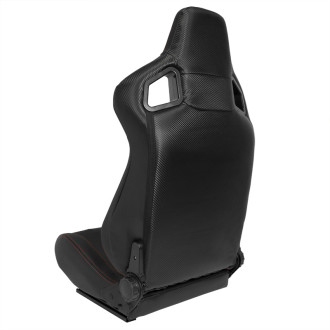 AutoStyle Siège baquet 'RK' - Simili Cuir Noir + Surpiqûres rouge - Dossier réglable - incl. glissières 2